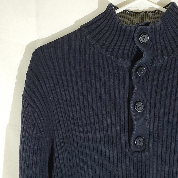 Grayson & Dunn Dark Navy Blue 100% Cotton Ribbed Knit Long Sleeve Sweater - L - Picture 3 of 14
